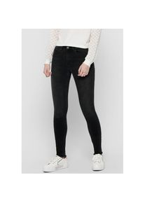 Only, Damen, Ankle-Jeans &raquo;ONLBLUSH MID SK ANK RW REA1099 NOOS&laquo; mit fransigen S&auml;umen, black denim, L&auml;nge 30, XL (42) - L&auml;nge 30, black denim, Ankle-