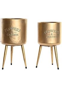 DKD Home Decor, Blumentopf, Set of Planters 25,5 x 25,5 x 44 cm Metal (2 Units) (25.50 cm)