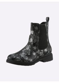Jana Dames Laarsje in zwart gebloemd ,maat 37, Witt, 100% Imitatieleer
