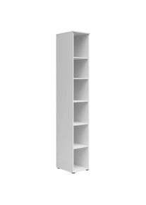 Regal, Wei&szlig;, Kunststoff, 5 F&auml;cher, 30x195x40 cm, FSC Mix, Typenauswahl, Beim&ouml;bel erh&auml;ltlich, stehend, Wohnzimmer, Regale, B&uuml;cherregale