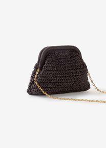 bonprix Femei Geantă de umăr din paie, negru, onesize