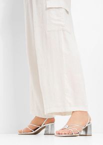 Sandalett med blockklack - silver - storlek 38 - bonprix