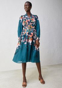 Midikl&auml;nning av rami (2 delar med sk&auml;rp) - petrol - storlek 46 - bonprix