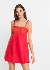 Neglig&eacute; i glansigt material - r&ouml;d - storlek 40/42 (M) - bonprix