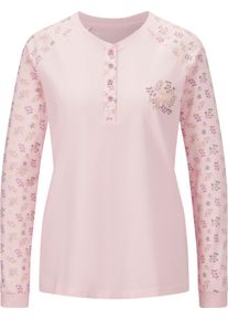 w&auml;schepur Damer Pyjamas med knappsl&aring; ljusrosa-malva-med tryck Gr&ouml;&szlig;e 52/54