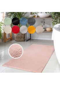 Carpet City, Badematte &raquo;Topia Mats, Badteppich uni&laquo; H&ouml;he 14 mm rutschhemmend beschichtet strapazierf&auml;hig Hochflor, Kaninchen Haptik, Polyester, 