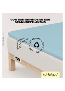 Schlafgut, Spannbettlaken &raquo;EASY Jersey Elasthan Topper&laquo; MADE IN GREEN by OEKO-TEX , Blue Light, Jersey, Obermaterial: 95% Baumwolle, 5% Elasthan, 1 