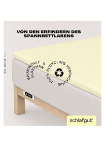 Schlafgut, Spannbettlaken &raquo;EASY Jersey Elasthan Topper&laquo; MADE IN GREEN by OEKO-TEX , Yellow Light, Jersey, Obermaterial: 95% Baumwolle, 5% Elasthan, 1 