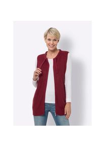 Classic Basics, Damen, Strickweste, kirsche, 44, kirsche, Kragen mit Tunnelzug und Bindeband