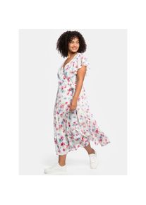 sheego by Joe Browns, Damen, Chiffonkleid &raquo;Chiffonkleid&laquo;, wei&szlig; bedruckt, 52 - Normalgr&ouml;&szlig;en, streckender V-Ausschnitt