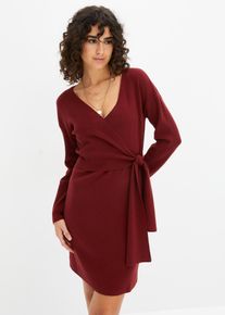 Gebreide jurk in wikkellook - rood - maat 32/34 (XS) - viscose - bonprix