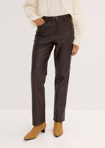 Imitatieleren broek in used look - bruin - maat 44 - bonprix