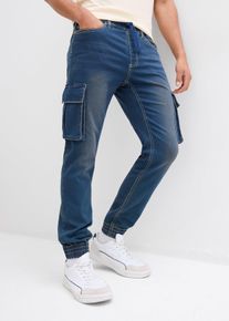 Slim fit cargo instapjeans straight - blauw - maat 56 - met katoen - bonprix