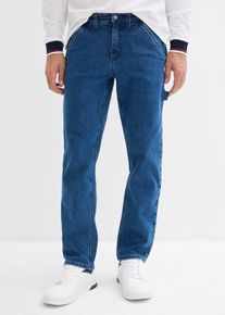 Relaxed fit carpenter jeans met comfortabele tailleband straight - blauw - maat 33 - met katoen - bonprix
