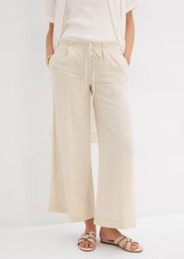 bonprix Női Culotte nadr&aacute;g puha viszk&oacute;z kever&eacute;kből, b&eacute;zs, 38