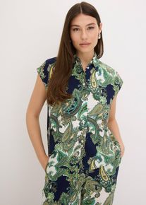 Bluse i lett viskose med trykt m&oslash;nster, bl&aring;, st&oslash;rrelse 52, bonprix