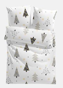 Bettw&auml;sche mit Tannenb&auml;umen, wei&szlig;, Gr&ouml;&szlig;e 135x200 cm, 100% Baumwolle, bonprix