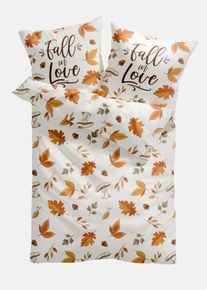 Bettw&auml;sche mit Statement, wei&szlig;, Gr&ouml;&szlig;e 135x200 cm, mit Baumwolle, bonprix