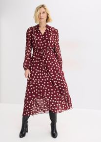 Chiffonkleid mit Kontrast-Pipings, rot, Gr&ouml;&szlig;e 50, bonprix