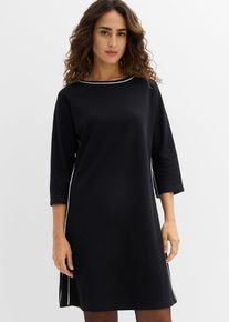 Shirtkleid aus Bio Bauwolle mit Kontrastpiping, schwarz, Gr&ouml;&szlig;e 36/38 (S), mit Baumwolle, bonprix