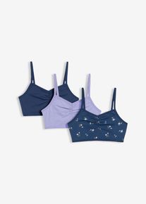 Bustier mit weicher Bio-Baumwolle (3er Pack), blau, Gr&ouml;&szlig;e 152/158, mit Baumwolle, bonprix