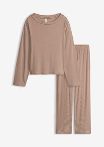 Oversized Pyjama aus weicher Baumwolle, braun, Gr&ouml;&szlig;e 48/50 (XL), 100% Baumwolle, bonprix
