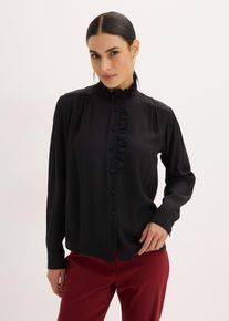 Bluse aus luftigem Cr&ecirc;pe, schwarz, Gr&ouml;&szlig;e 48, bonprix