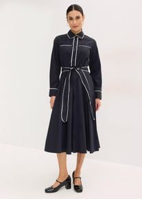 Hemdblusenkleid aus Baumwoll-Popeline mit b&uuml;gelfreier Ausr&uuml;stung, schwarz, Gr&ouml;&szlig;e 46, 100% Baumwolle, bonprix