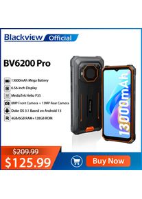 Blackview BV6200 Pro Rugged Phone Android 13 6.56'' Helio P35, 6GB+128GB Smartphone 13000mAh With 18W Fast Charge NFC Cell Phone