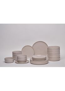 Novel Kombiservice, Grau, Keramik, 24-teilig, Uni, 550 ml, Lfgb, lebensmittelecht, Geschirr, Geschirrsets, Kombiservice