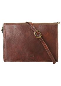 Pike Pik&eacute;, Damen, Umh&auml;ngetasche echt Leder, Made in Italy, braun, braun, Breite 25 cm x H&ouml;he 18 cm x Tiefe 9 cm