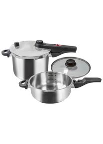 Kelomat Schnellkochtopfset , Metall , 4-teilig , 28.50x32.50x46.50 cm , Kochgeschirr, T&ouml;pfe, Schnellkocht&ouml;pfe