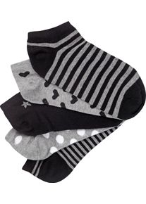 w&auml;schepur Damen Damen-Sneakersocken schwarz-gemustert + grau-gemustert Gr&ouml;&szlig;e 39-42
