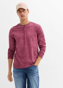bonprix Bluză model henley cu aspect prespălat, din bumbac organic 100%, roşu, 52/54 (L)
