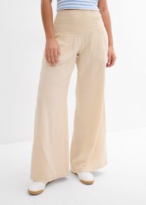 bonprix Spodnie palazzo muślinowe, beżowy, 48