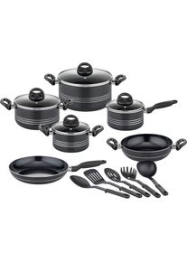 GSW Topf-Set &raquo;Milano, inkl. 5-teiliges K&uuml;chenhelfer-Set&laquo; Set, je 1 Kochtopf 16/20/24cm, 1 Stielkasserolle 16cm, je 1 Pfanne 24/28cm, 15 Stk. tlg. 