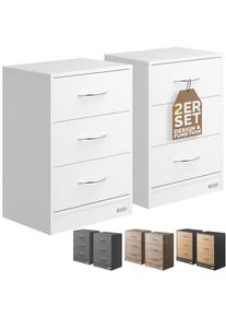 Casaria Nachtkastje Eloise 2 Stuks Wit 54x39x28cm