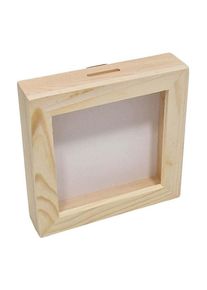 Playwood Wooden Money Box Plexiglass with White Back Small