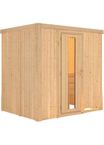 Karibu Sauna Fanja, sans po&ecirc;le, Porte en bois avec vitrage isolant,sans corniche,vitrage claire