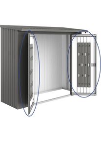 Kit de porte pour abri &agrave; b&ucirc;ches BioHort Woodstock gris quartz m&eacute;tallis&eacute;, 230 (229x171 cm)