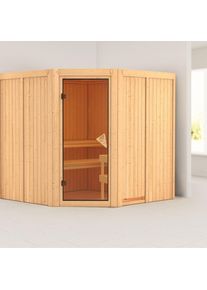 Karibu Sauna Jarin, sans po&ecirc;le, bronz&eacute;,Porte tout verre,sans corniche