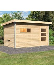 Maison de sauna Karibu Skrollan 3 Naturel, sans po&ecirc;le, vitrage claire