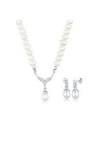Elli, Damen, Ohrring und Ketten Set &raquo;Schmuckset S&uuml;&szlig;wasserzuchtperlen Wei&szlig; 925 Sterling Silber, mit Kristallen von Swarovski &laquo; (), Wei&szlig;, Wei&szlig;, 