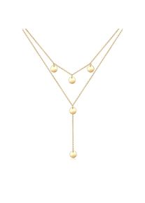 Elli, Damen, Y-Kette &raquo;Halskette Y-Kette Geo Layer Kreis Pl&auml;ttchen 925 Silber&laquo;, Gold, Gold, Layer Halskette im Y Style f&uuml;r Damen
