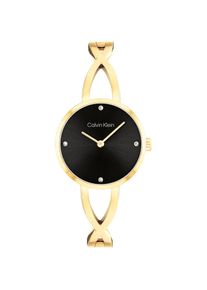 Calvin Klein, Damen, Quarzuhr &raquo;Sculpted Embrace&laquo; Armbanduhr, Damenuhr, Edelstahlarmband, analog, Glassteine, goldfarben-schwarz, goldfarben-schwarz, 