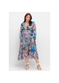 Universal Damen, Maxikleid &raquo;Maxikleid&laquo;, blau gemustert, Normalgr&ouml;&szlig;en, 48 -Normalgr&ouml;&szlig;en, blau gemustert,