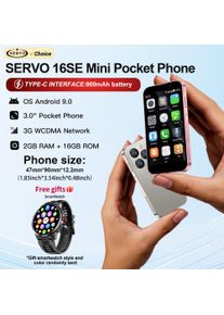 Free Watch! SERVO Mini Smartphone 3.0 Display Android 9.0 Mobile Phone 16GB ROM Face Unlock 3G Cellular 2 SIM Tiny Smart Phones