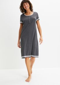Camicia da notte con abbottonatura e pizzo delicato, Grigio, Taglia 62/64 (3XL), bonprix