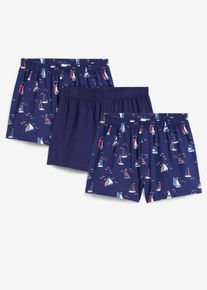 bonprix Dzs&ouml;rz&eacute; bokszerals&oacute; bio-pamutb&oacute;l (3 db-os csomag), k&eacute;k, 12 (5XL)