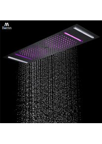 M Boenn 4 Functions Couples LED Shower Head Rainfall Bar Shape For Bathroom Embedded Ceiling Black Shower Panel Stainless Steel